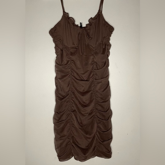 H&M Dark Brown Fitted Dress Medium - Picture 1 of 6